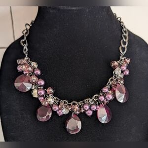 White House Black Market Purple Crystal Statement Necklace